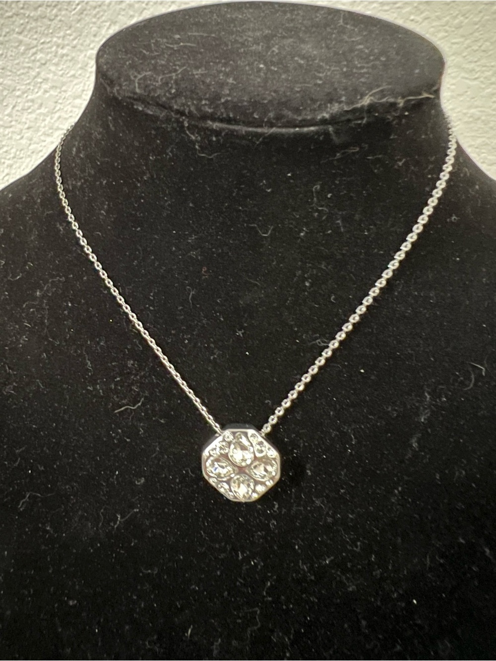 Lia Sophia Florette Silver Crystal Flower Pendant Necklace - Women Jewelry